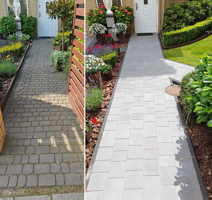 Układanie kostki brukowej,brukarz