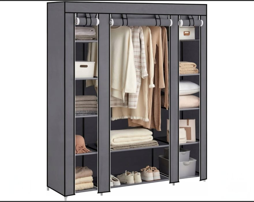 Szafa materiałowa tekstylna garderoba wieszak 12 półek 150 x 45 x 175c