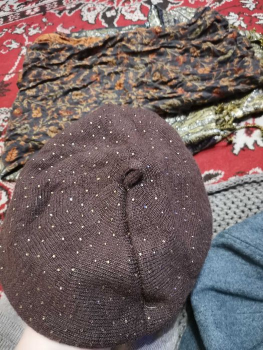 Набор берет и платок шифоновый шарф  шапка хомут кепка шерсть