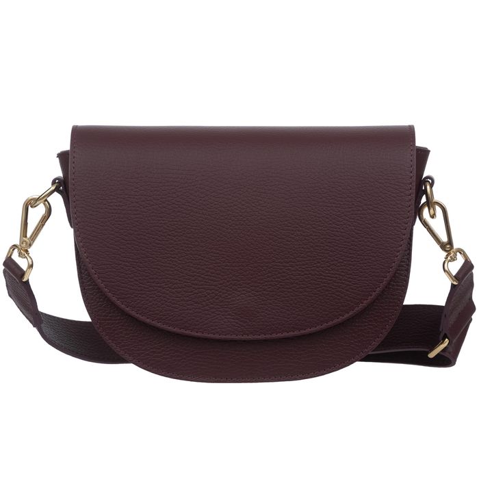 VERA PELLE torebka skórzana listonoszka z paskiem V504 c.bordowa