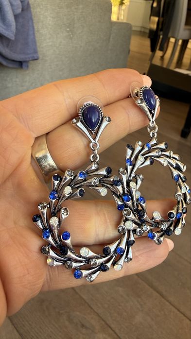 Massimo dutti kolczyki stenybe granatowe