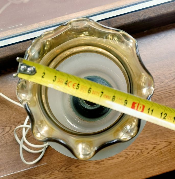 Lampka nocna stołowa szklany klosz PRL retro vintage