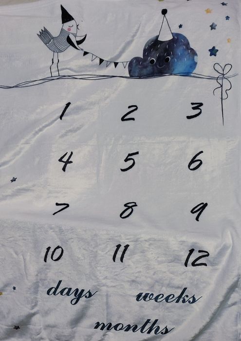 Фото плед, фото пелюшка, біло-синя