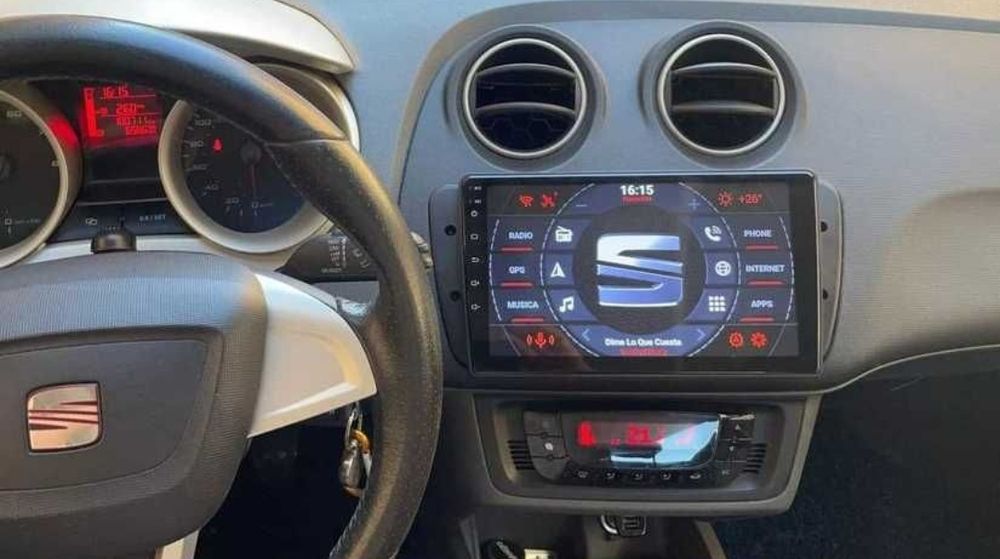 Rádio 2 DIN 9" Seat Ibiza 6J 2 + Android + GPS e CARPLAY e ANDROID AUT