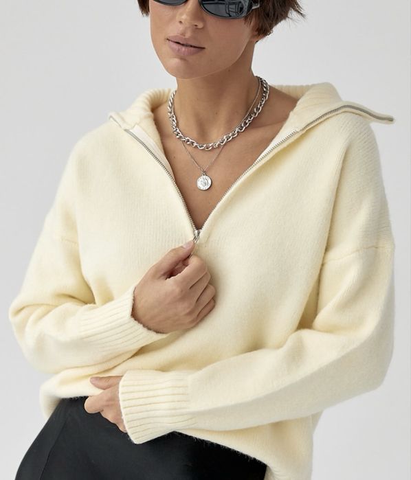 лимонный свитер на молнии