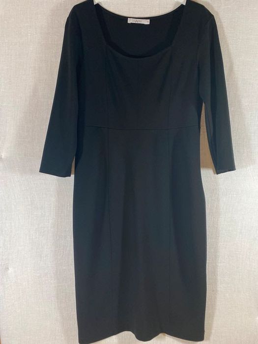 Taranko Czarna jersejowa sukienka z dekoltem karo, L