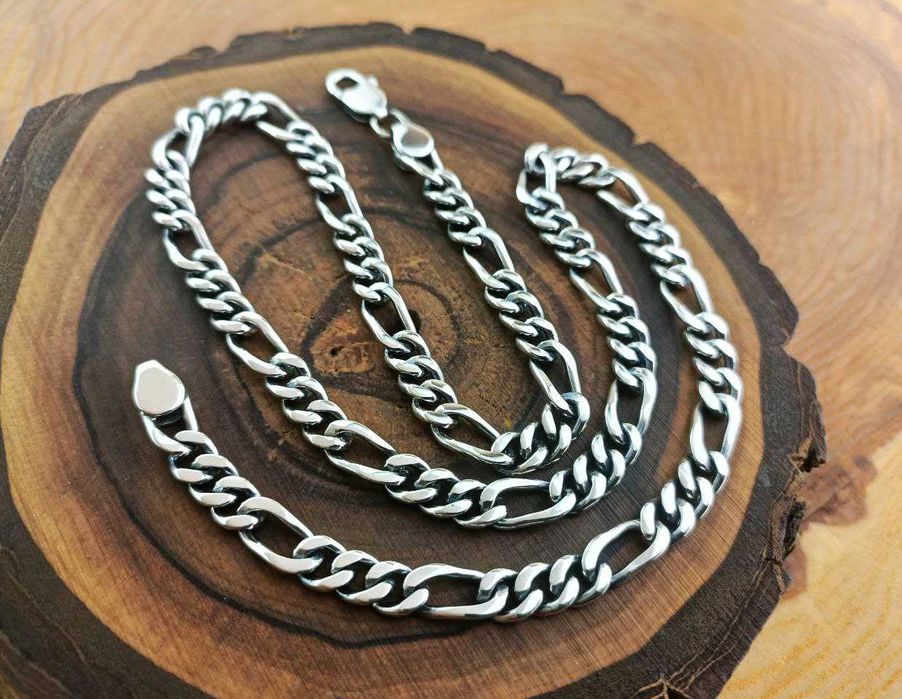 Серебряная цепочка Фигаро, Панцирь со вставками. Ланцюг Фігаро, Панцир