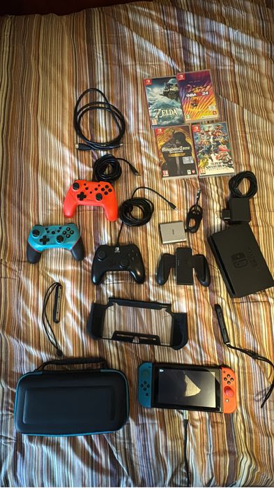 Nintendo switch 1 com jogos e extras