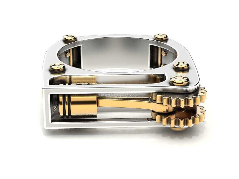 Sygnet pierścień męski złoty tłok designerski projekt