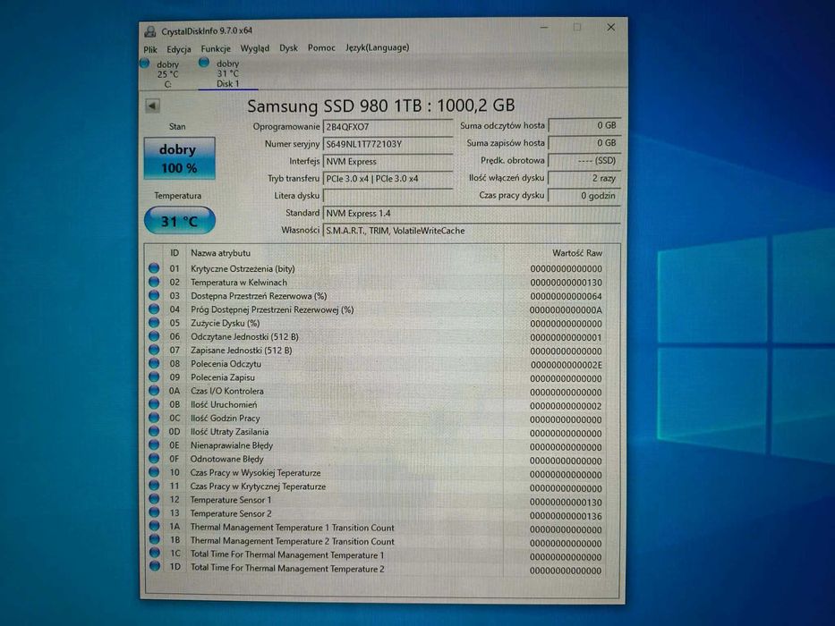 Nowy, oryginalny dysk SSD NVME Samsung 980 1TB PCI Gen 3