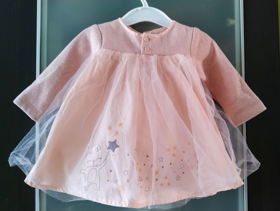 Sukienka , rozmiar 68, pudrowy róż + opaska