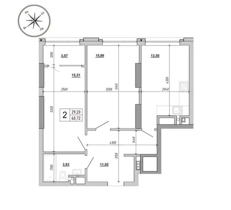 Продаж 2 кімн.квартра 61 м² 7/16  вул .Величковського 61000$