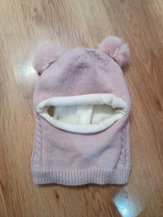 Czapka kominiarka dla dziewczynki 1-2 lata, liliowa