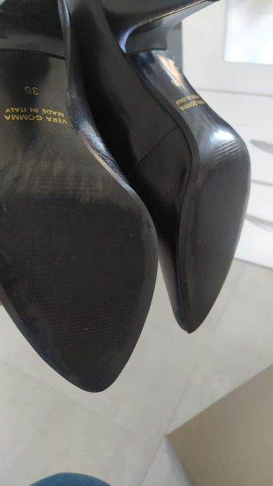 Buty czółenka bodki skórzane czarne damskie rozmiar 36
