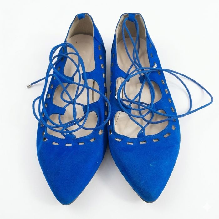 Baleriny niebieskie chabrowe wiązane