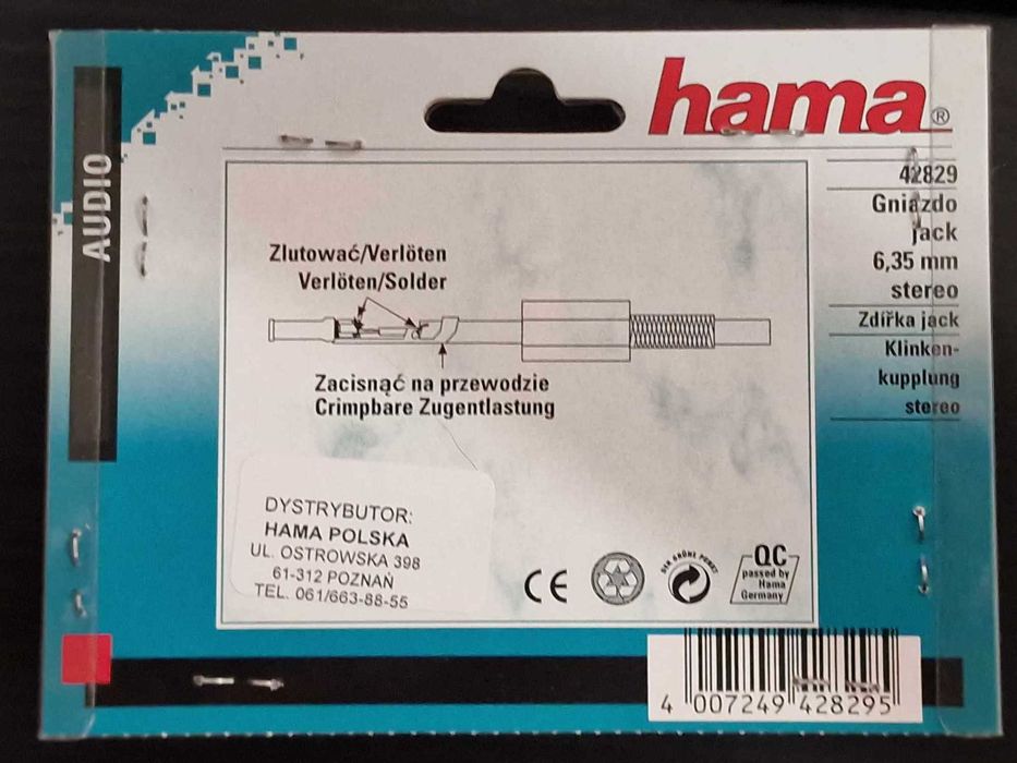 Gniazdo Jack 6.3mm stereo HAMA