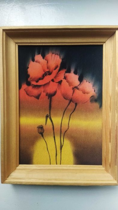 Панно #винтаж маки #натуральный шелк#обмен