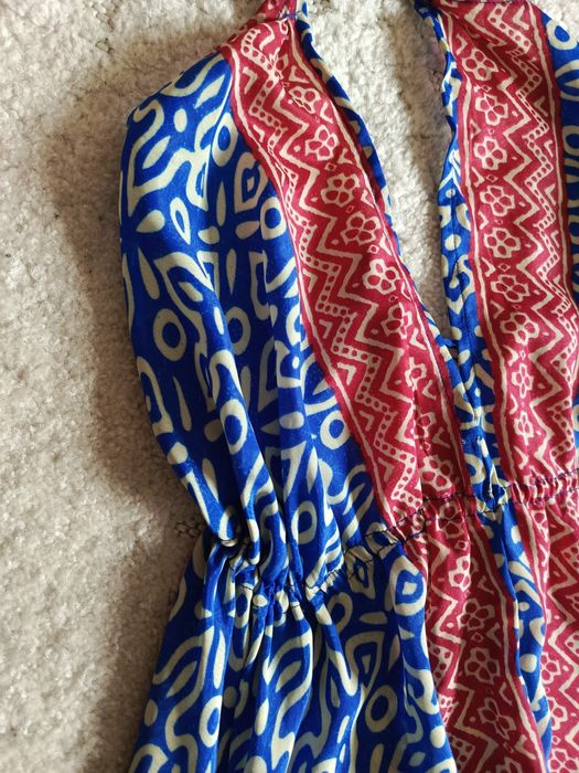 długa sukienka etniczna boho jedwab wakacyjna maxi na lato wiązana