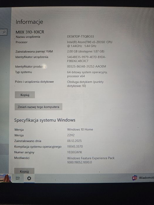 Tablet Lenovo Ideapad MIIX310