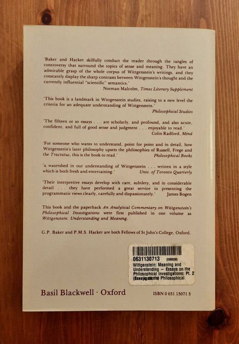Livro - Wittgenstein: Meaning and Understanding