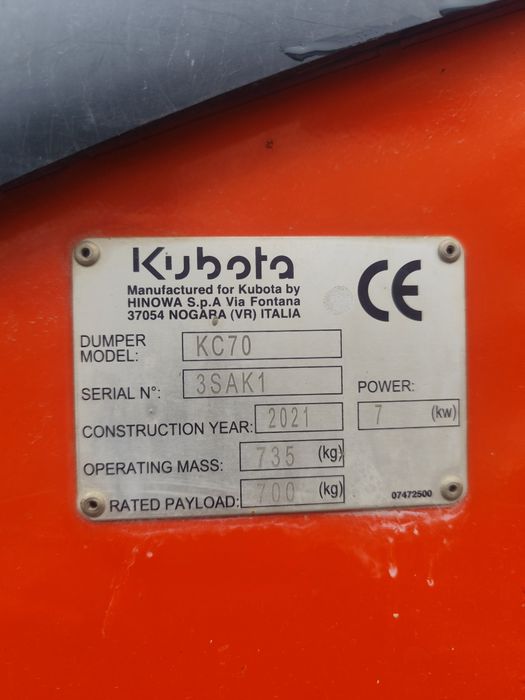 Mini dumper Kubota.