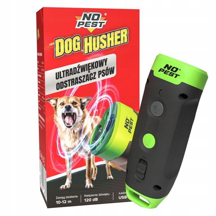 Ultradźwiękowy i błyskowy odstraszacz psów, na psy No Pest® Dog Husher