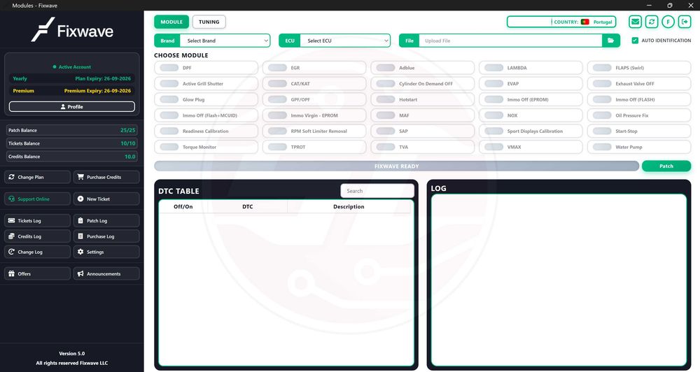 FIXWAVE - Software para Centralinas