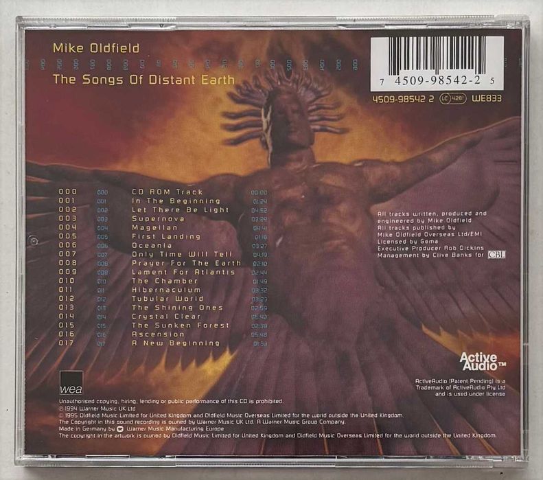 CD_Mike Oldfield, The Songs Of Distant Earth. Muito estimado, como novo.