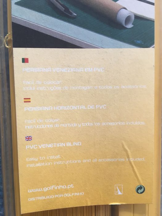Persiana veneziana/estores em PVC