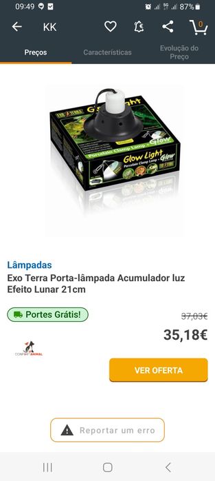 Lâmpada com suporte para répteis