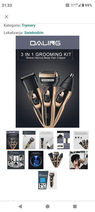 Męska golarka 3 w 1, do brody, włosów, nosa i uszu