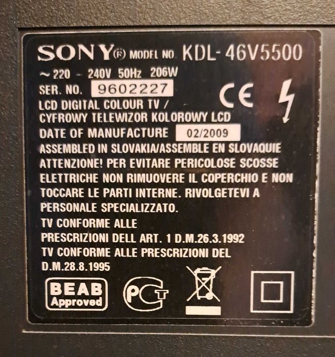 Sony ty KDL 46V-5500