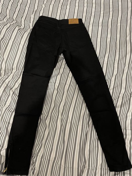 Jeansy skinny Zara czarne 38 złote zamki