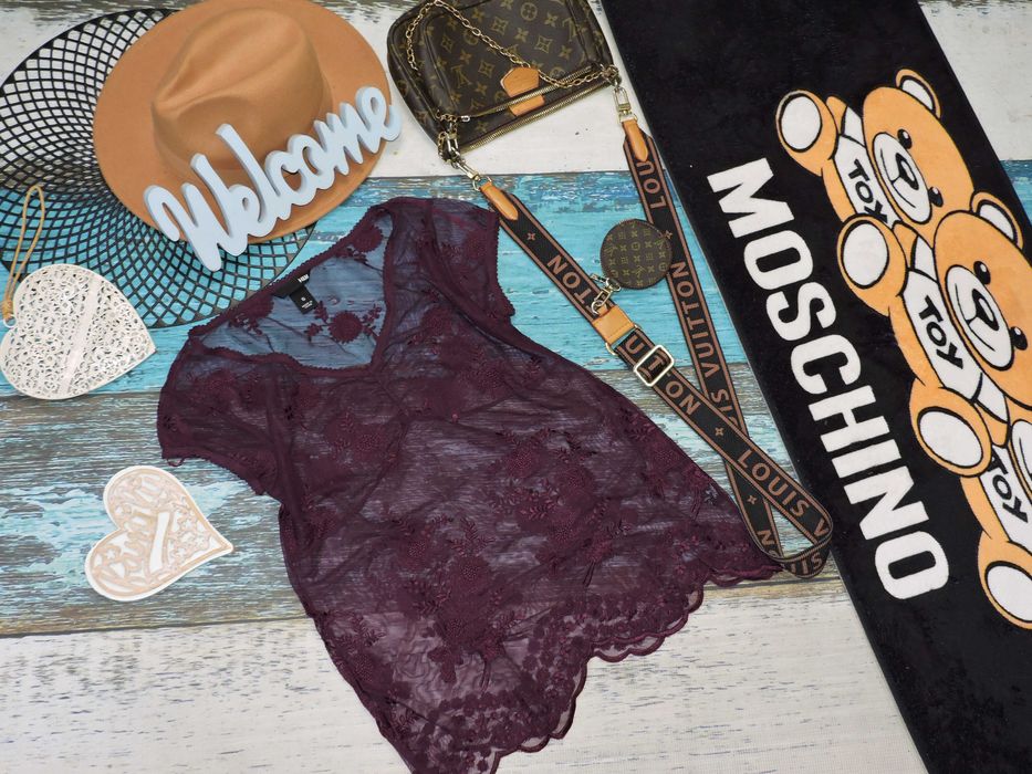 H&M Śliwkowa koronkowa bluzeczka S