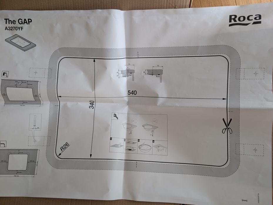 Umywalka podblatowa Roca Gap 55x35 A3270YF000