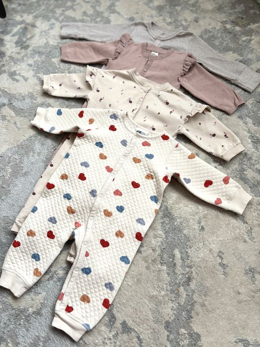 Теплі чоловічки ромпери H&M 74 розміру 6-9 місяців для дівчинки