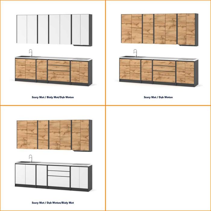 Kuchnia Nowoczesna Bella 2.6m Modułowy Zestaw Kuchenny Z Blatem Duży