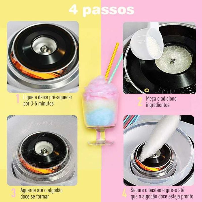 Máquina de Algodão Doce - Potência 450W-550W - Branco