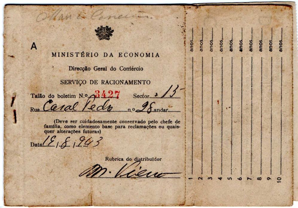 Caderneta de racionamento (1943)