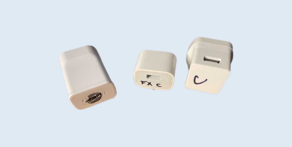 3 Adaptadores de carregamento USB 2 pinos: Samsung, Apple e Tech.Inc