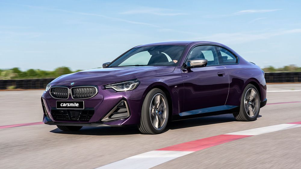 Fioletowe BMW Seria 2 z lewej strony