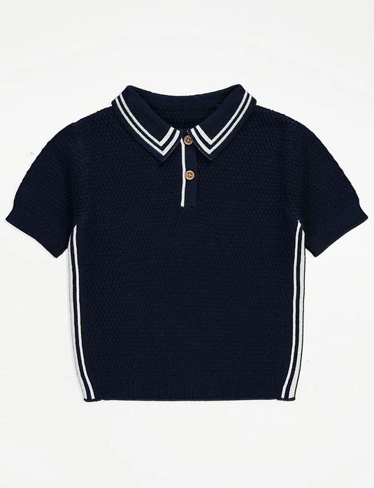 92 98 George granatowa elegancka koszulka polo na lato knit sweterkowa