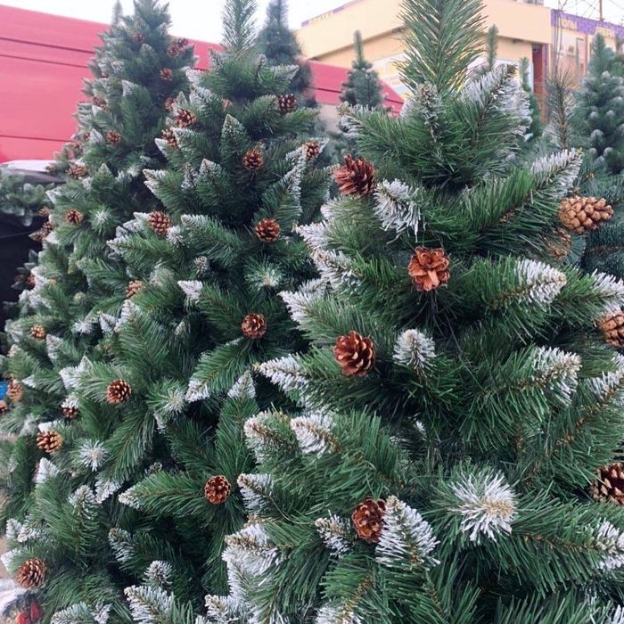 Ялинка зелена засніжена штучна ПВХ лита