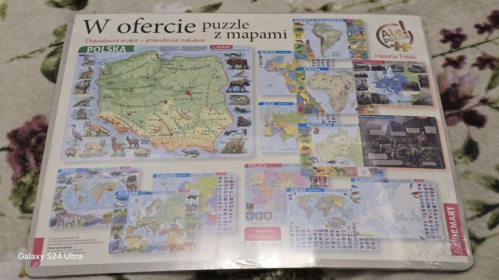 Puzzle ramkowe.Mapa Polski. 72 elementy.