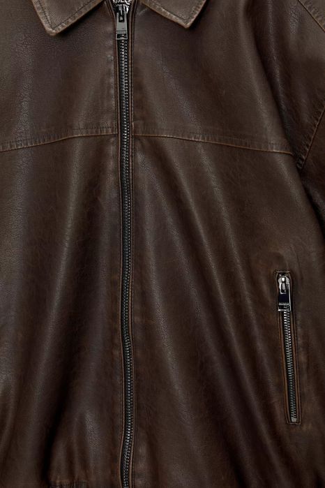 Куртка-бомбер зі штучної шкіри вільного крою l xl