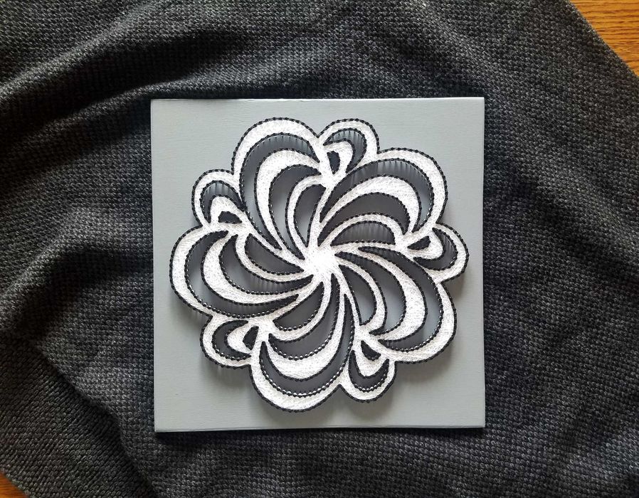 Стринг арт, декор геометрия, картина в офис, серое панно, изонить