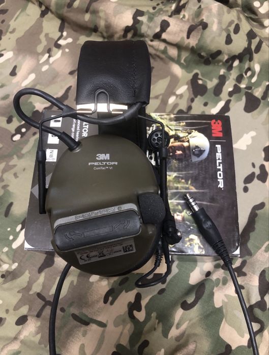 Активна гарнітура 3M Peltor ComTac VI NIB Headset Green з мікрофоном і вихідом під ПТТ