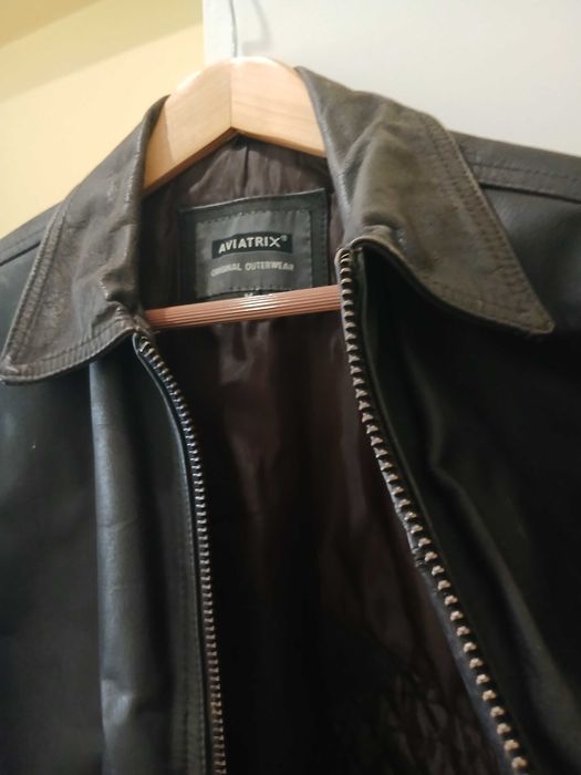 Casaco pele puro cabedal castanho escuro