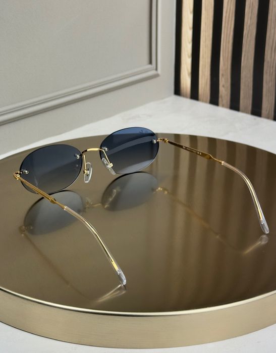 Сонцезахисні окуляри Ray-Ban RB3767 золото блакитна лінза овальні безоправні унісекс