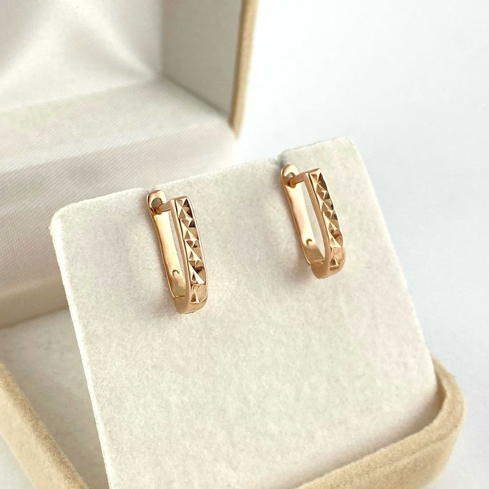 Urocze ZŁOTE kolczyki DIAMENTOWANE zdobienie PRÓBA 585 (14K)